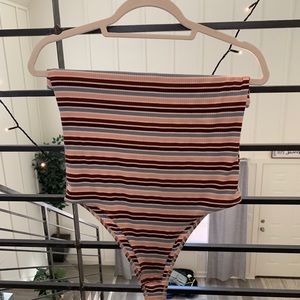 Striped strapless bodysuit